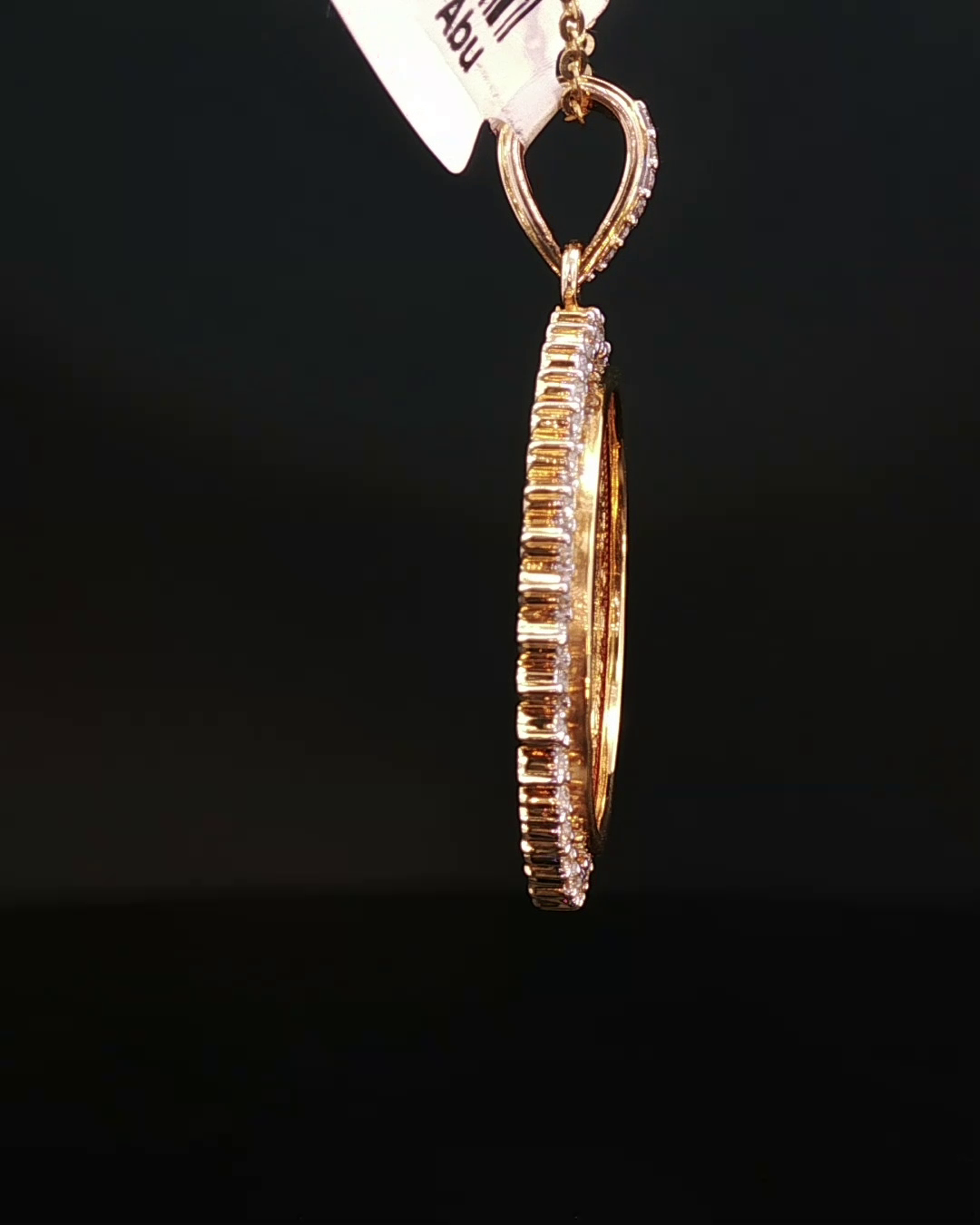 Yellow Gold Oval Medallion Pendant with Round Brilliant Diamond Accent