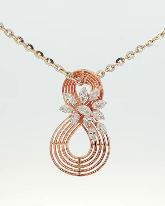 Rose Gold Diamond Floral Infinity Pendant Necklace