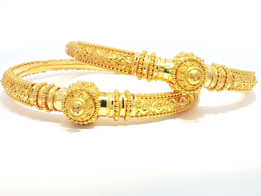 Ornate Beaded 22KT Gold Bangle