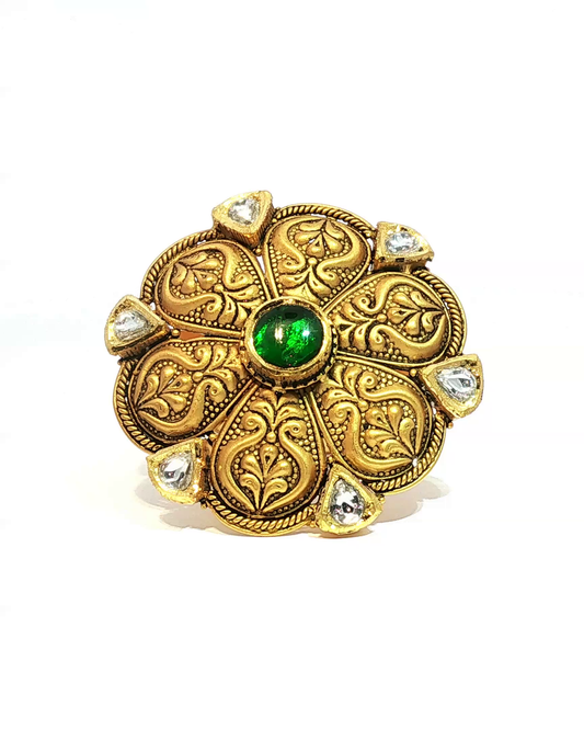 Ornate Floral antique Cocktail Ring in 22KT Gold