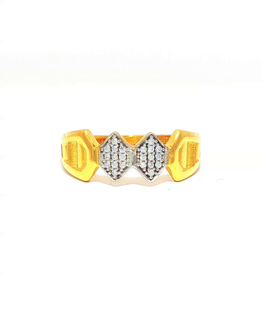 Yellow Gold Geometric Diamond Multistone Ring