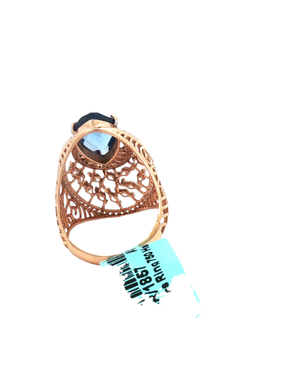 Cushion Cut Blue Topaz Cocktail Ring in Rose Gold