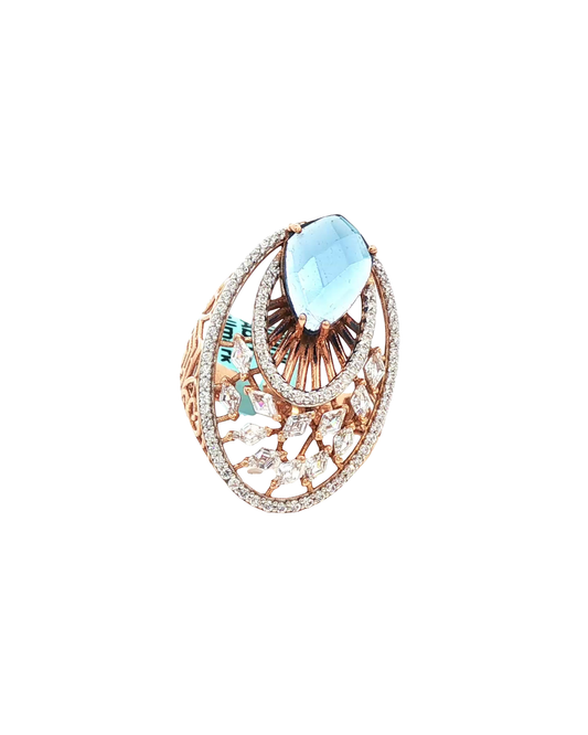 Cushion Cut Blue Topaz Cocktail Ring in Rose Gold