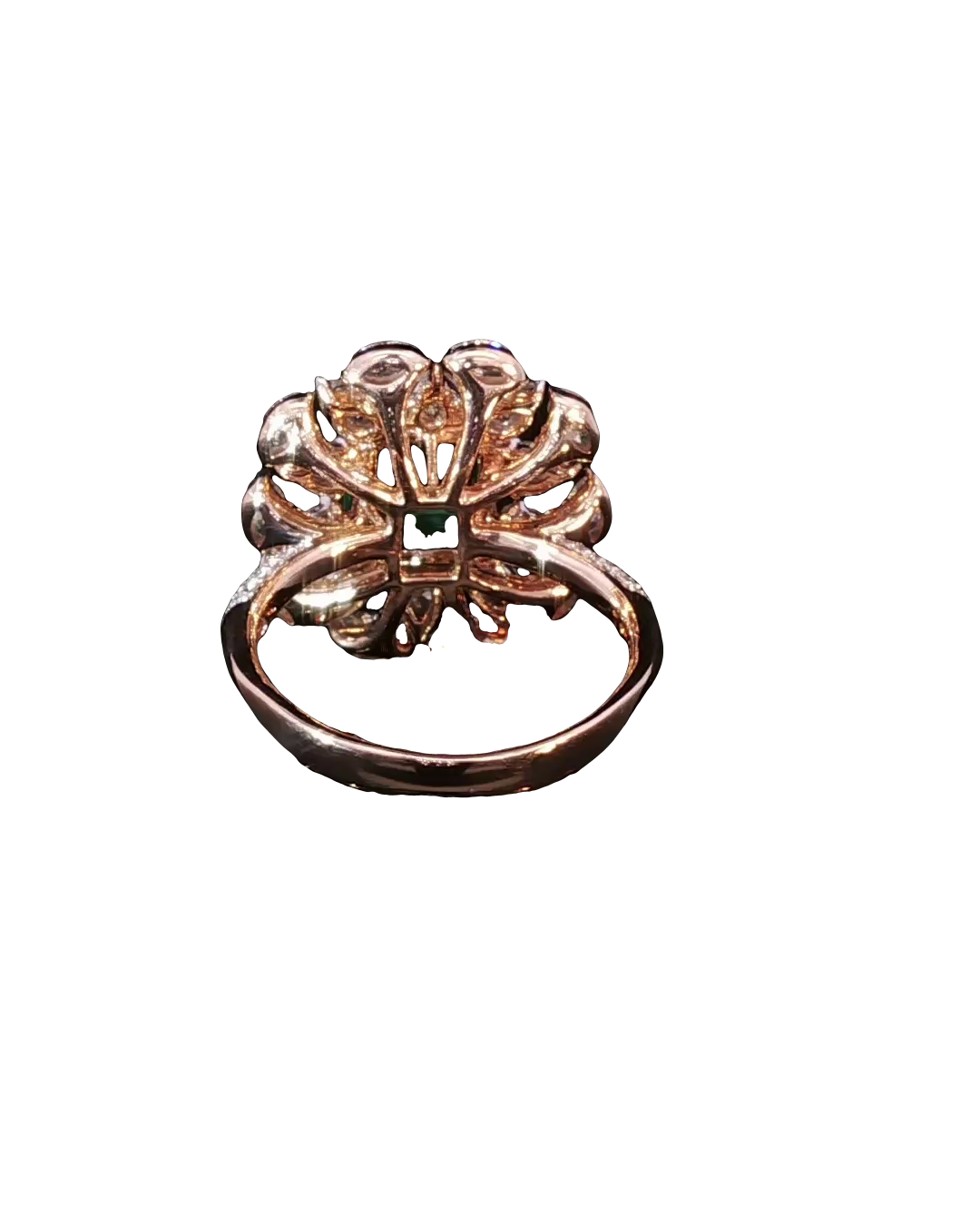Elegant Emerald-Cut Green Emerald Cocktail Ring in Polished White Gold