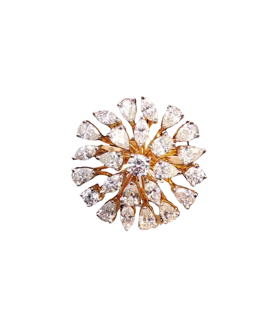 Round Brilliant Cut Diamond Yellow Gold Cocktail Ring