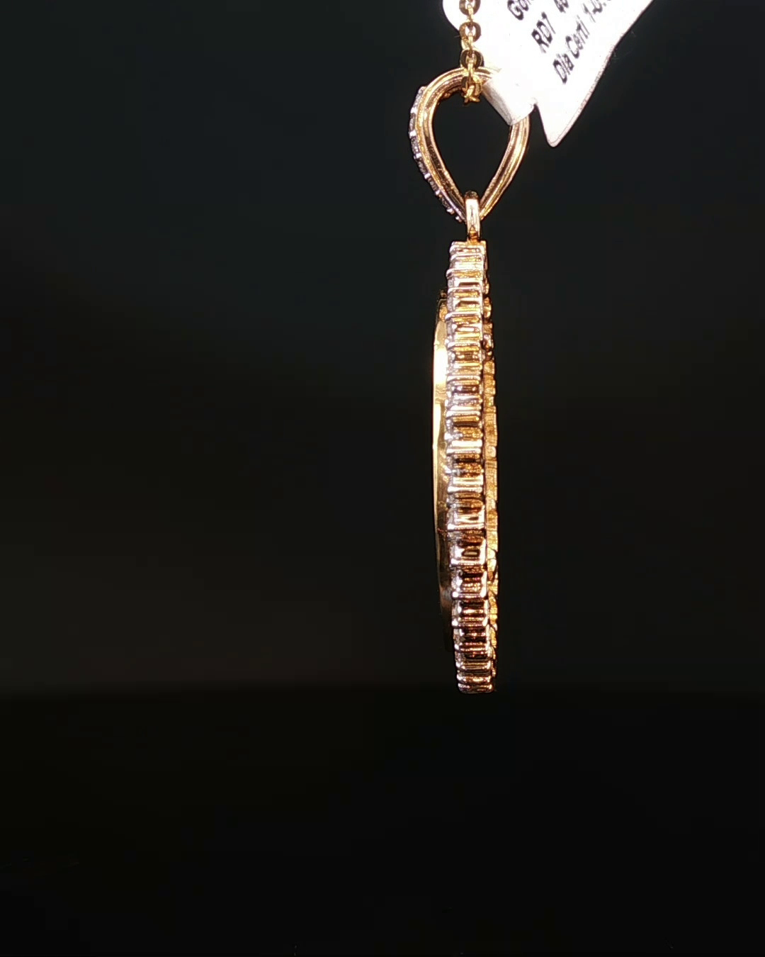 Yellow Gold Oval Medallion Pendant with Round Brilliant Diamond Accent