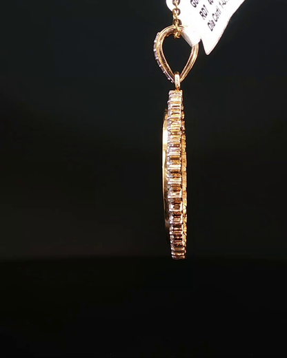 Yellow Gold Oval Medallion Pendant with Round Brilliant Diamond Accent