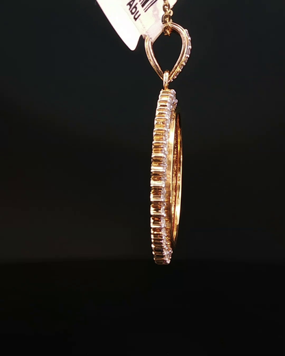 Yellow Gold Oval Medallion Pendant with Round Brilliant Diamond Accent