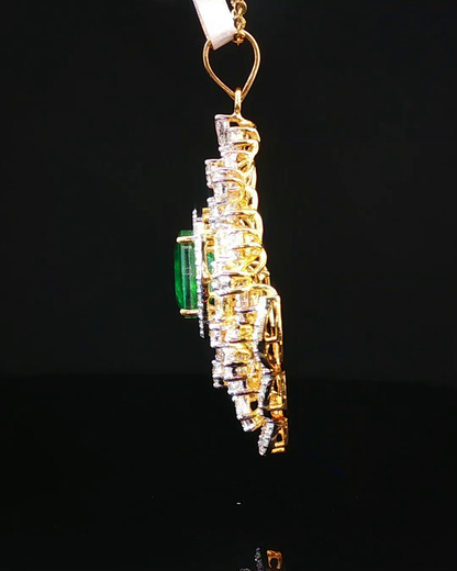 Classic Oval Mixed-Cut Green Emerald Solitaire Pendant in Polished Yellow Gold