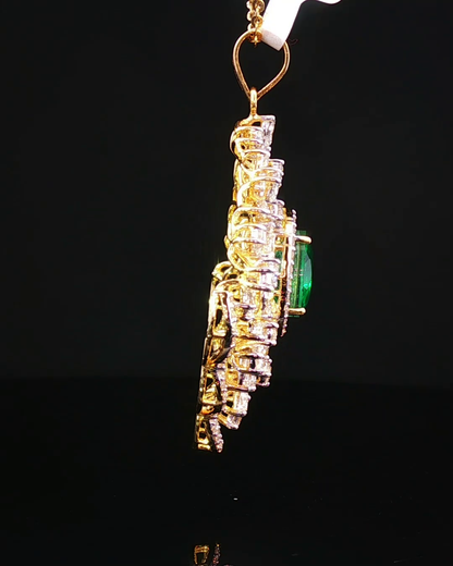 Classic Oval Mixed-Cut Green Emerald Solitaire Pendant in Polished Yellow Gold