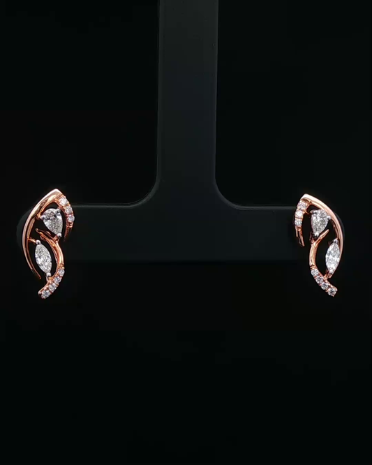 Pear and Marquise-Cut Diamond Rose Gold Bypass Stud Earrings