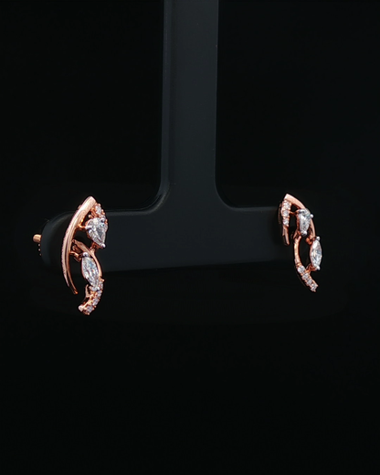 Pear and Marquise-Cut Diamond Rose Gold Bypass Stud Earrings