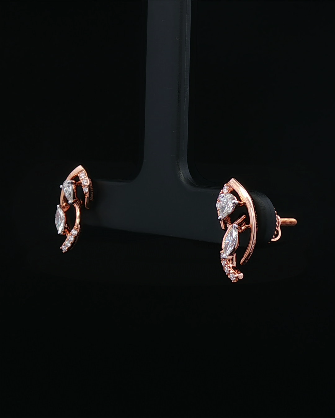 Pear and Marquise-Cut Diamond Rose Gold Bypass Stud Earrings