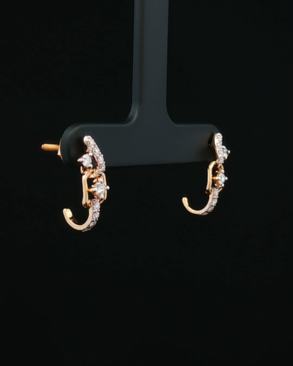 Geometric Rose Gold and Round Brilliant Diamond Drop Earrings