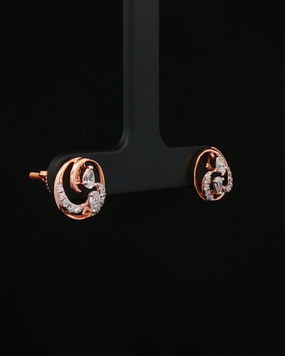 Pear-Cut Diamond Spiral Stud Earrings in Rose Gold