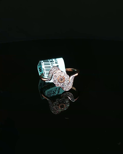 Floral Pave Diamond Rose Gold Bypass Cocktail Ring