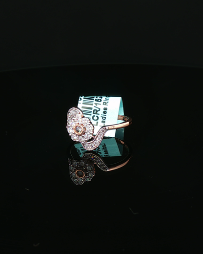 Floral Pave Diamond Rose Gold Bypass Cocktail Ring
