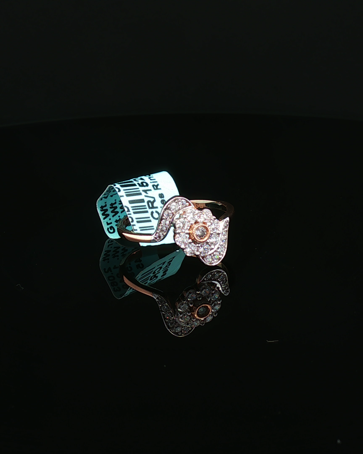 Floral Pave Diamond Rose Gold Bypass Cocktail Ring