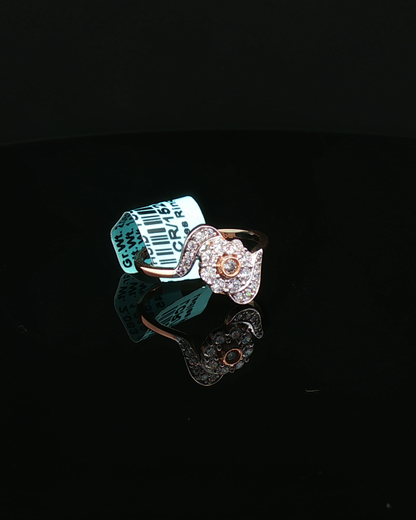 Floral Pave Diamond Rose Gold Bypass Cocktail Ring