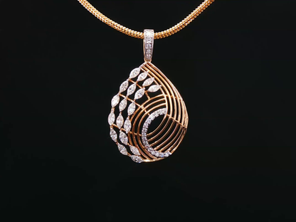 Rose Gold Marquise Diamond Swirl Teardrop Pendant