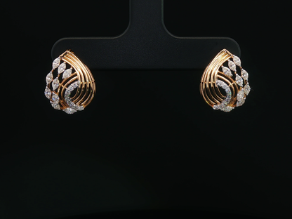 Marquise Diamond Bypass Cluster Earrings in Rose Gold