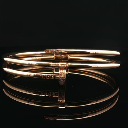 Diamond-Accented Rose Gold Nail Bypass Bangle