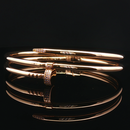 Diamond-Accented Rose Gold Nail Bypass Bangle