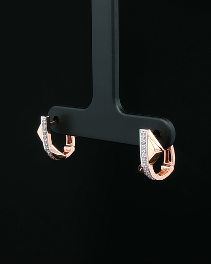 Geometric Chevron Rose Gold Diamond Stud Earrings