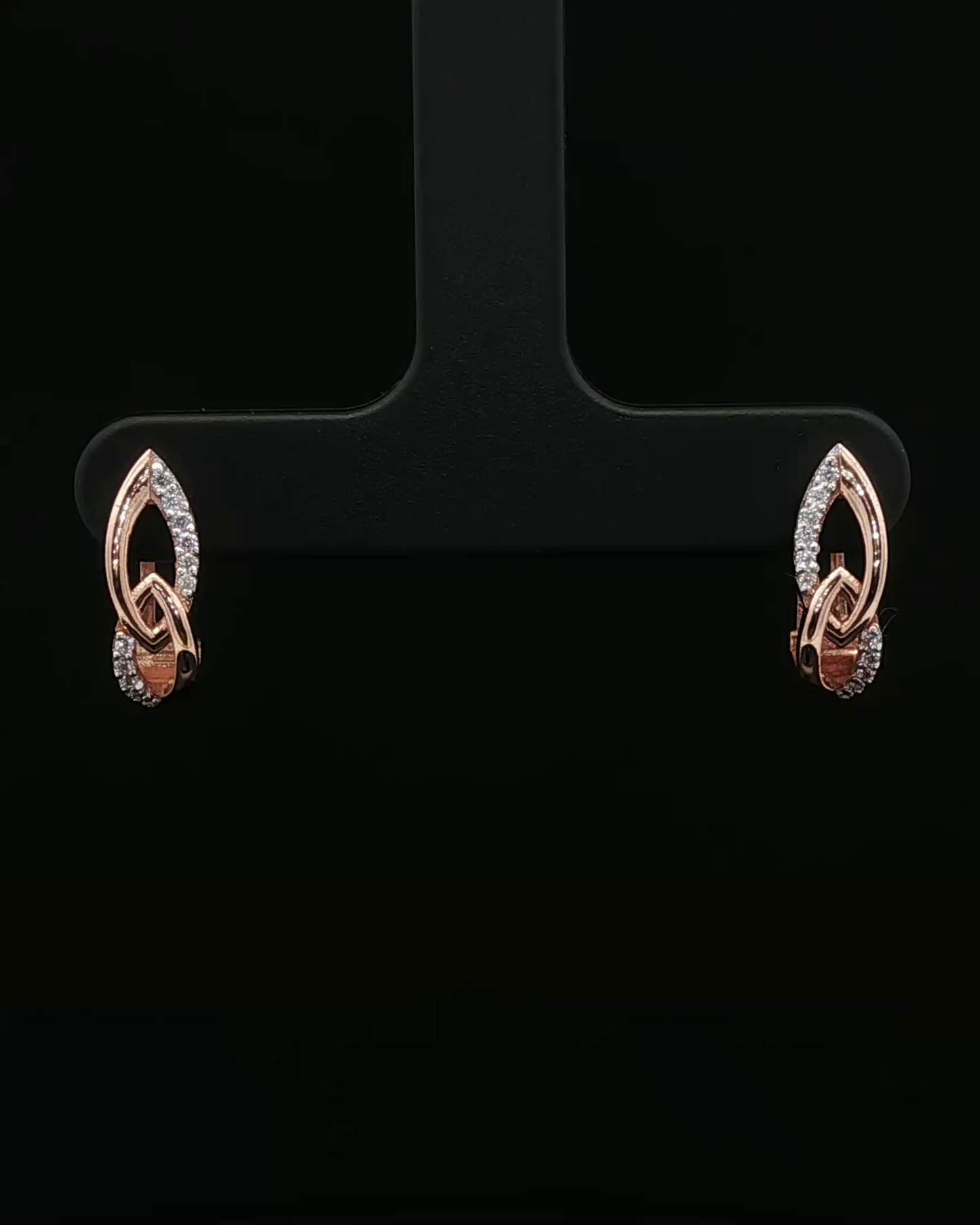 Rose Gold Interlocking Marquise Diamond Stud Earrings