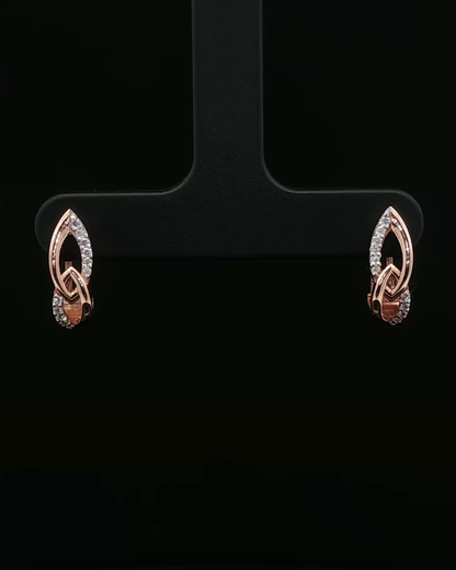 Rose Gold Interlocking Marquise Diamond Stud Earrings