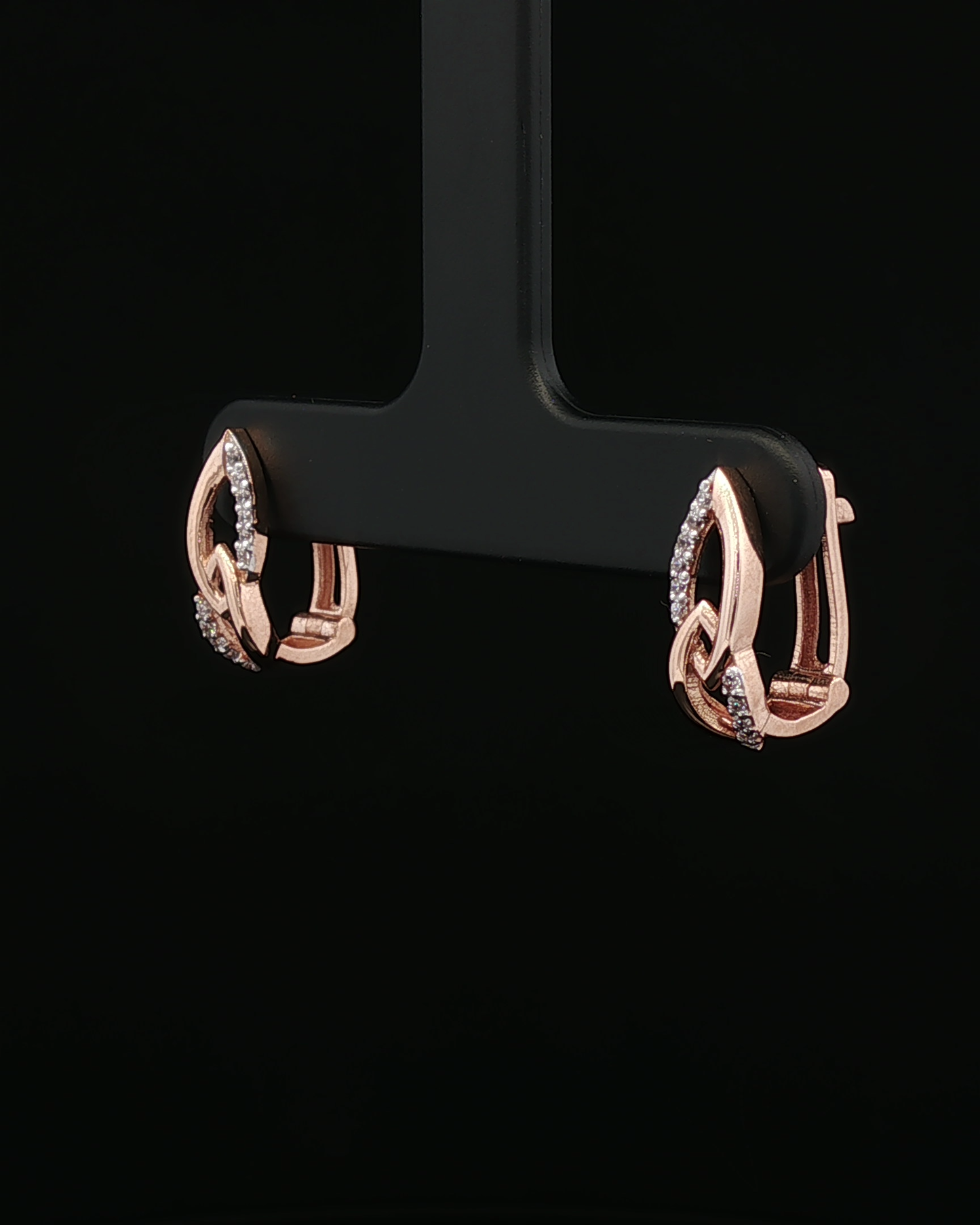 Rose Gold Interlocking Marquise Diamond Stud Earrings