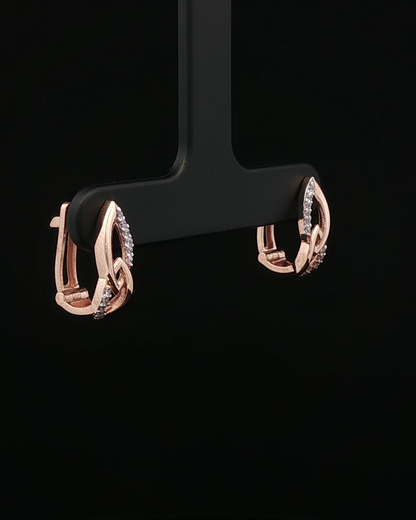 Rose Gold Interlocking Marquise Diamond Stud Earrings