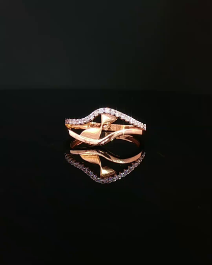 Sculptural Rose Gold American Diamond Bypass Cocktail Ring