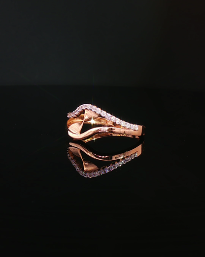 Sculptural Rose Gold American Diamond Bypass Cocktail Ring