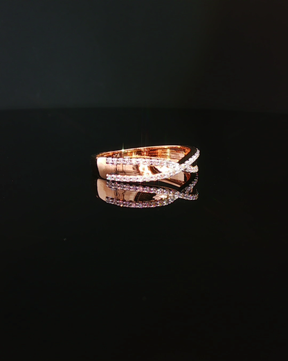 American Diamond Criss-Cross Intertwining Band in Rose Gold
