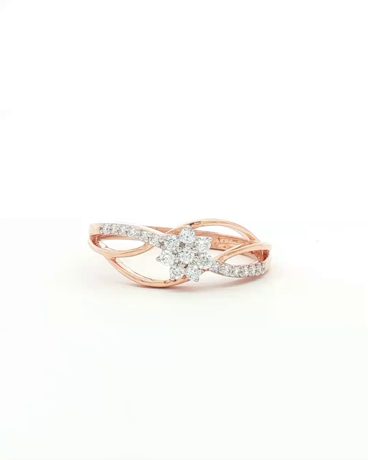 Rose Gold Diamond Floral Cluster Openwork Ring