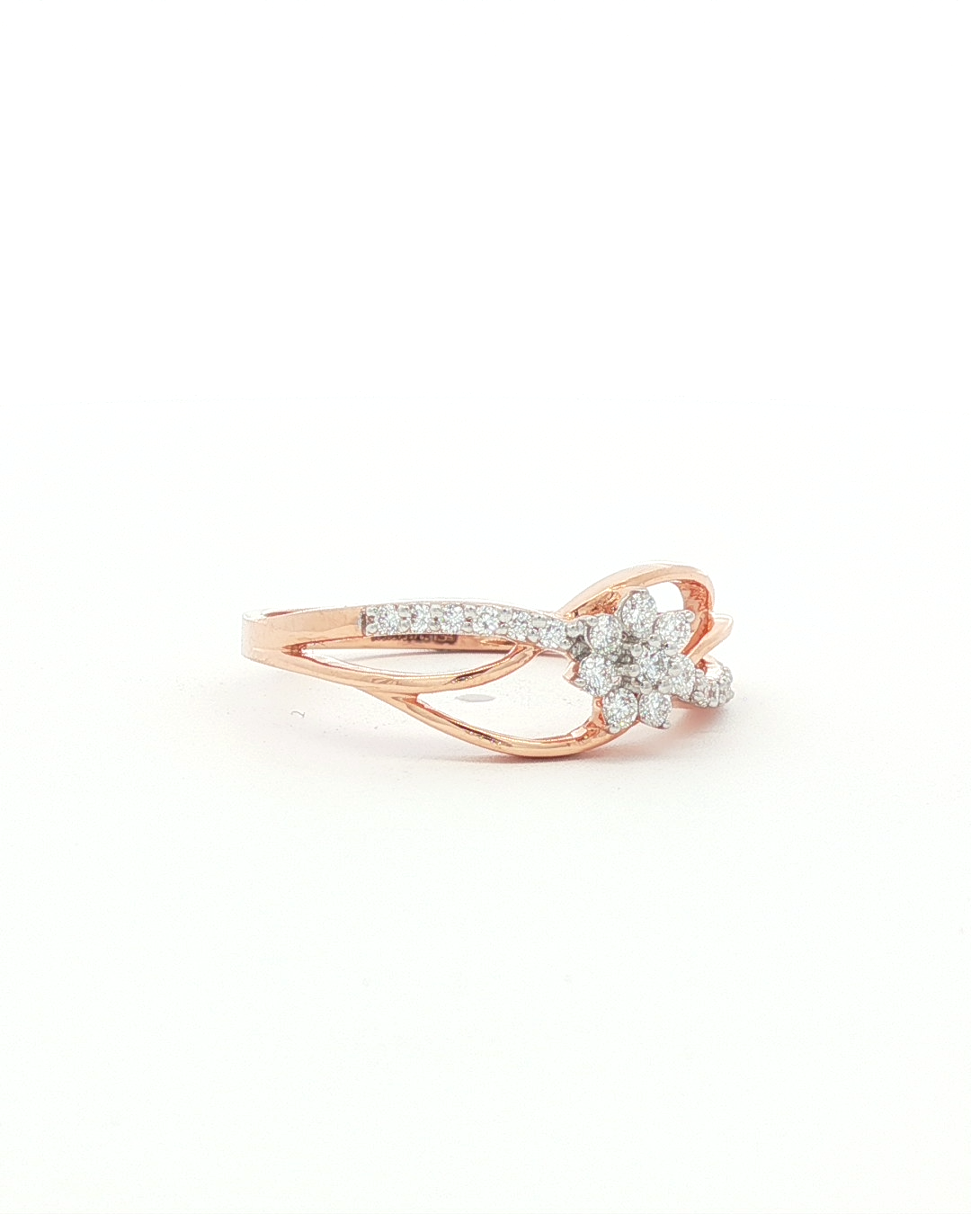 Rose Gold Diamond Floral Cluster Openwork Ring