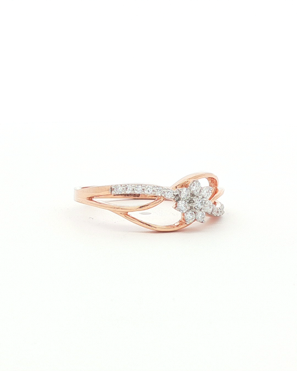 Rose Gold Diamond Floral Cluster Openwork Ring