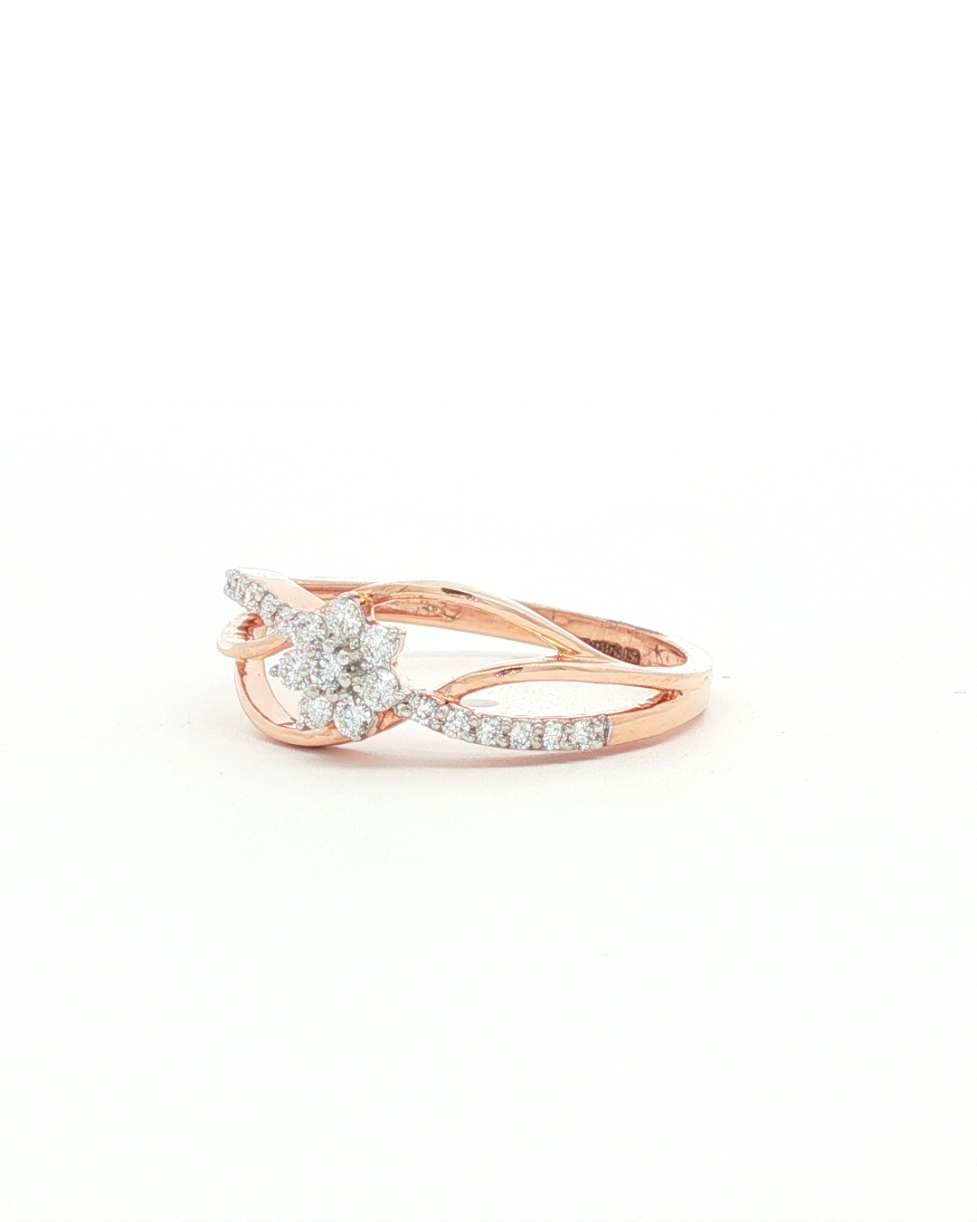 Rose Gold Diamond Floral Cluster Openwork Ring