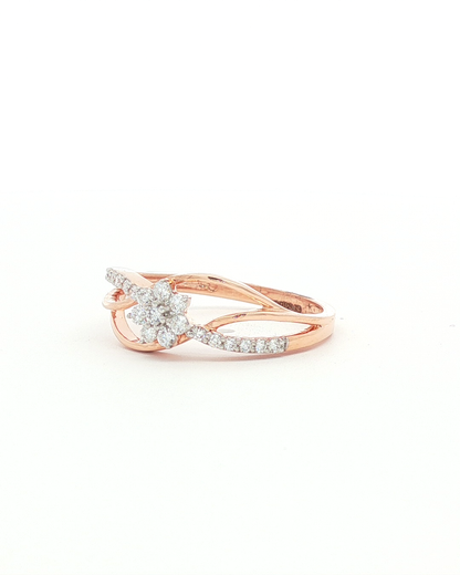 Rose Gold Diamond Floral Cluster Openwork Ring