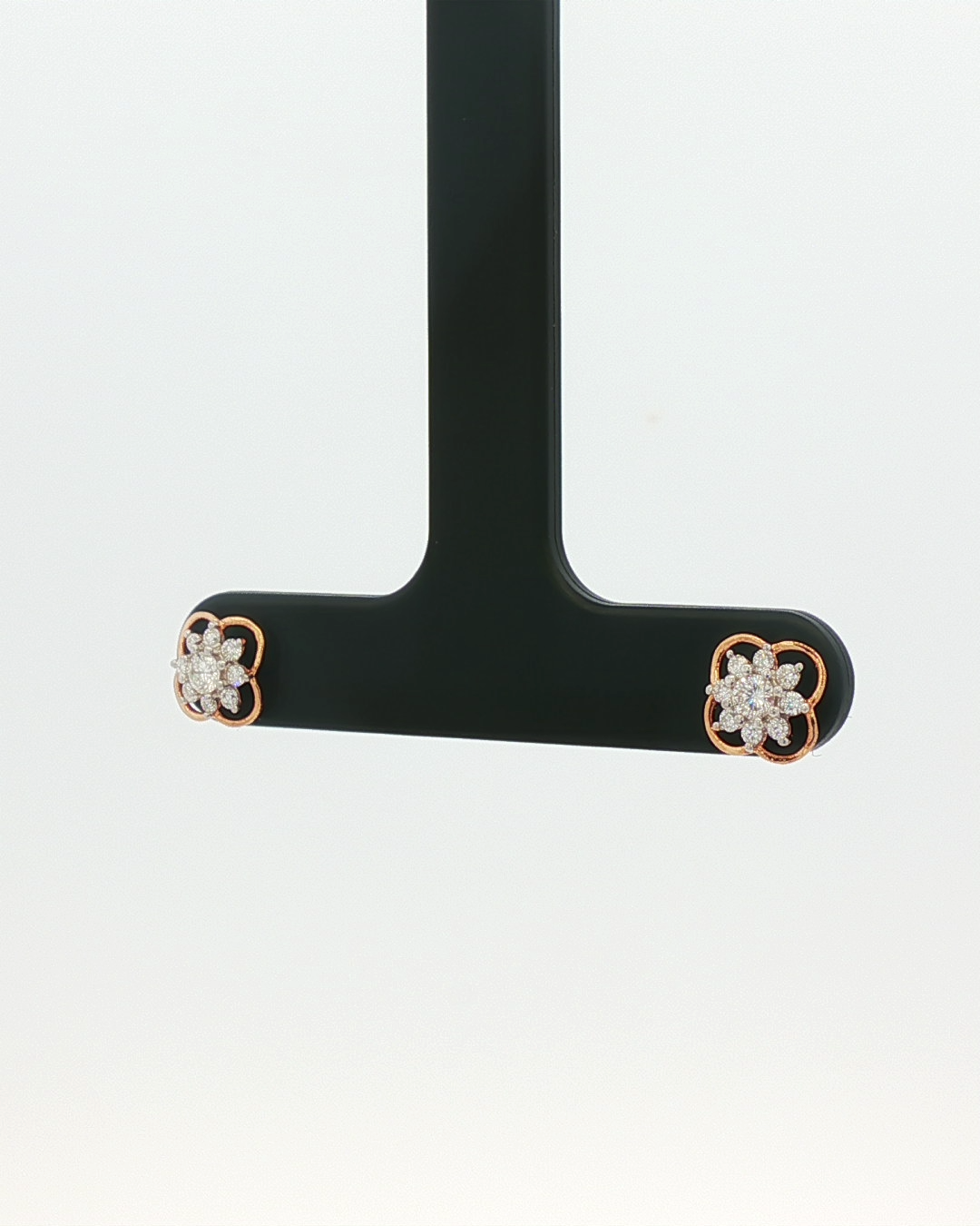 Diamond Floral Cluster Stud Earrings in Rose Gold