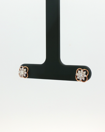 Diamond Floral Cluster Stud Earrings in Rose Gold