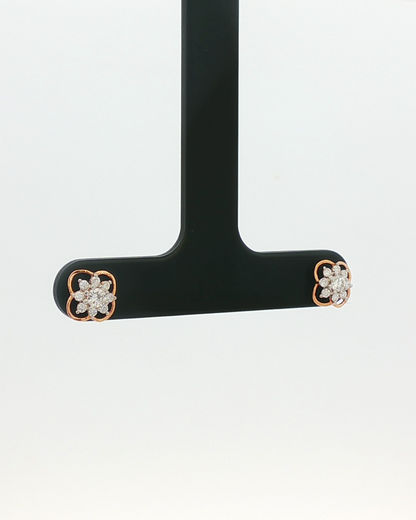 Diamond Floral Cluster Stud Earrings in Rose Gold