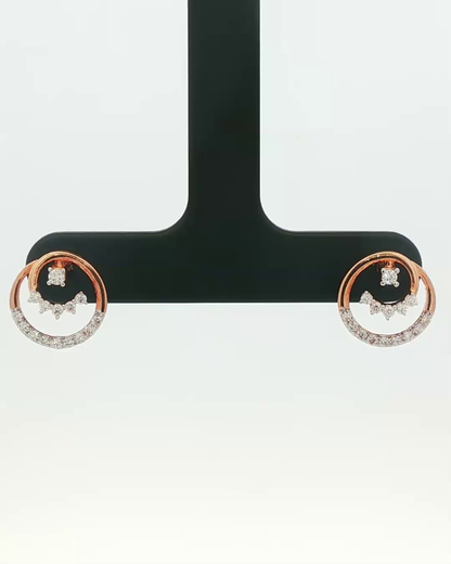 Rose Gold Open Circle Diamond Stud Earrings