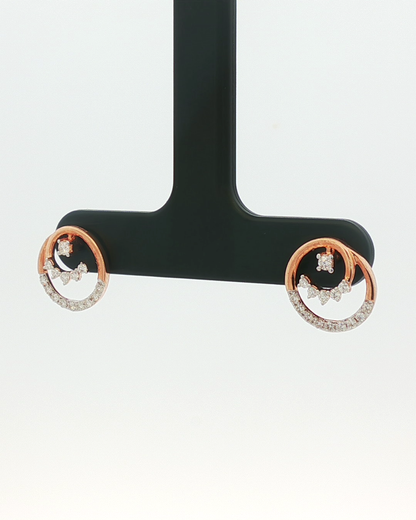 Rose Gold Open Circle Diamond Stud Earrings