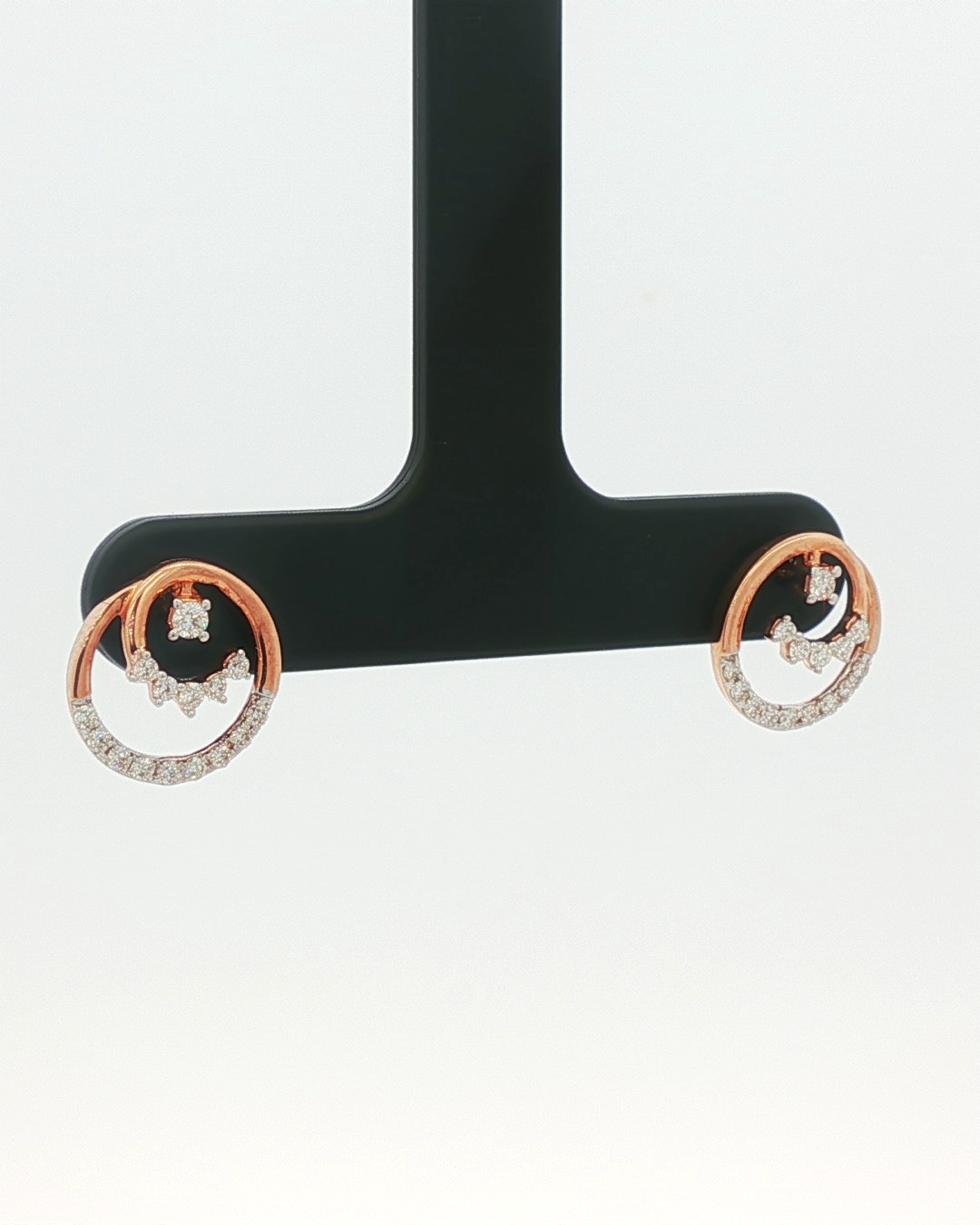 Rose Gold Open Circle Diamond Stud Earrings