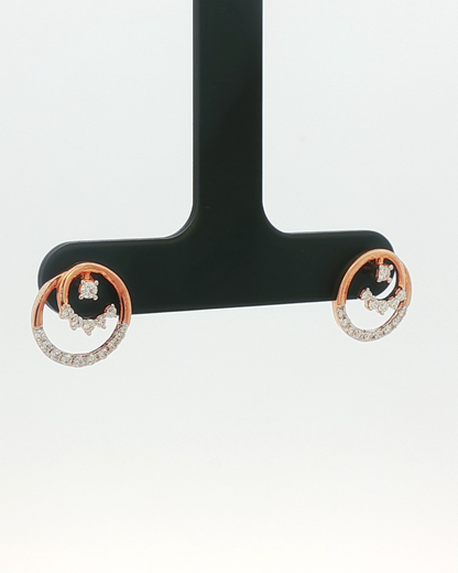 Rose Gold Open Circle Diamond Stud Earrings