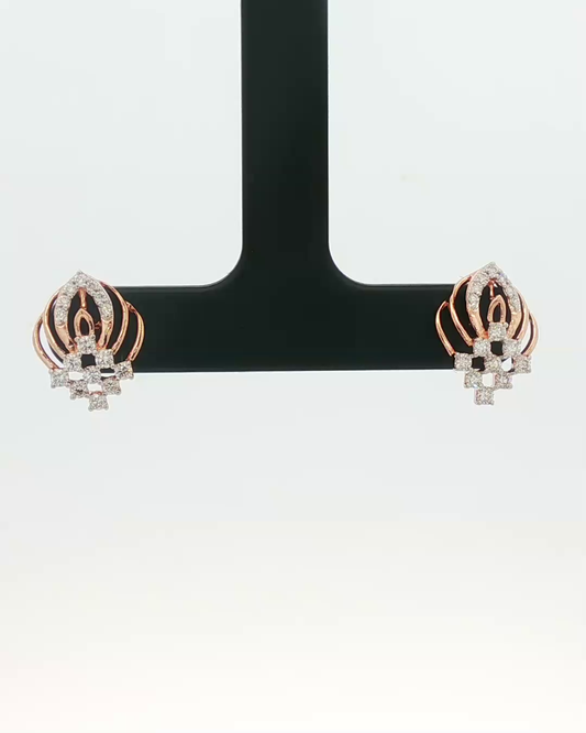 Diamond Openwork Stud Earrings in Rose Gold