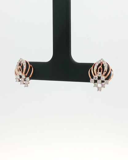 Diamond Openwork Stud Earrings in Rose Gold