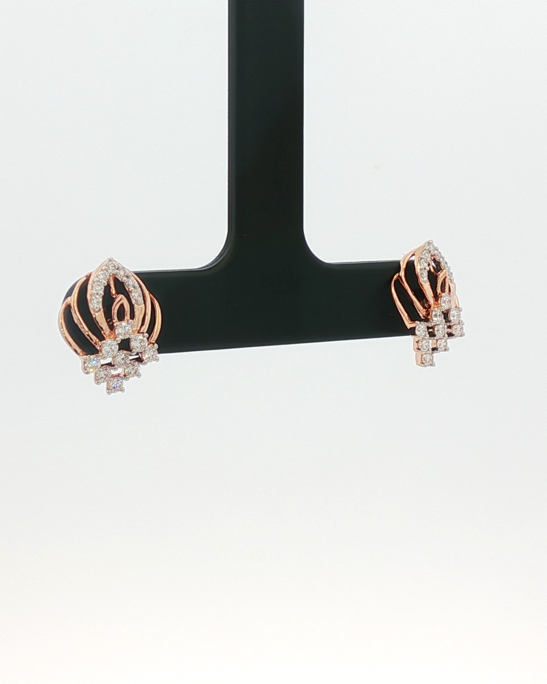 Diamond Openwork Stud Earrings in Rose Gold
